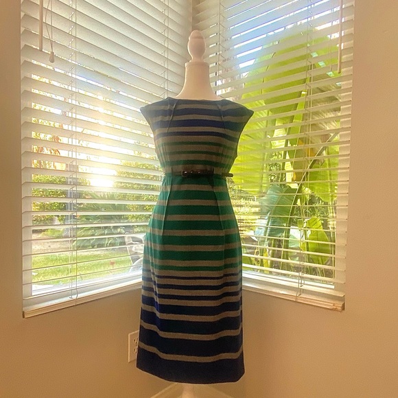 Calvin Klein Sleeveless Midi Dress w/ Belt Cinched in at waist Size 2 - Picture 2 of 15